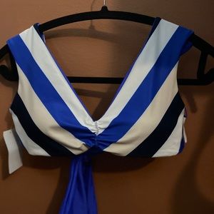 Blue and white soft stretchy Bikini top